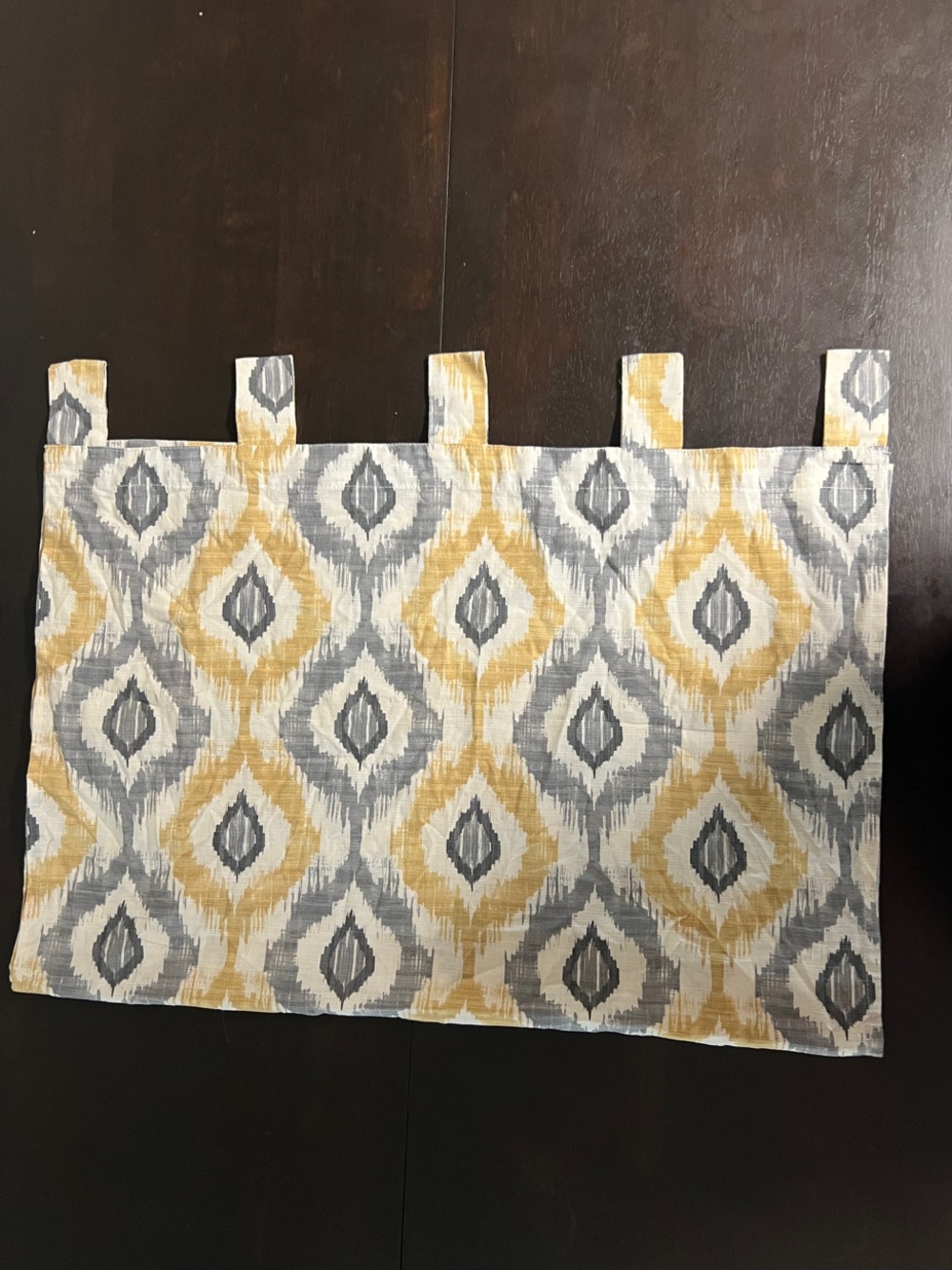 Curtain Panel in Yellow and Gray Ikat Pattern